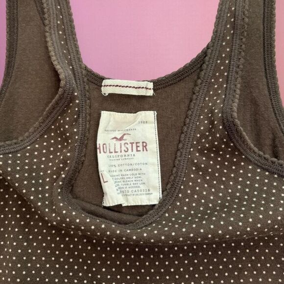 Vintage Y2K 2000s Hollister brown polka dot dainty cami tank🎀 - Picture 4 of 4